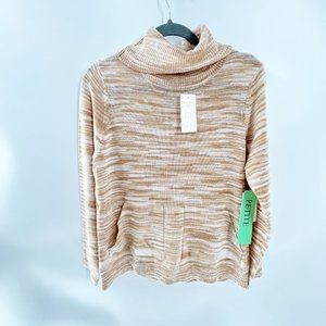 Ovla Mock neck Masked Fashion Tan color Sweater Size Petite Large NWT